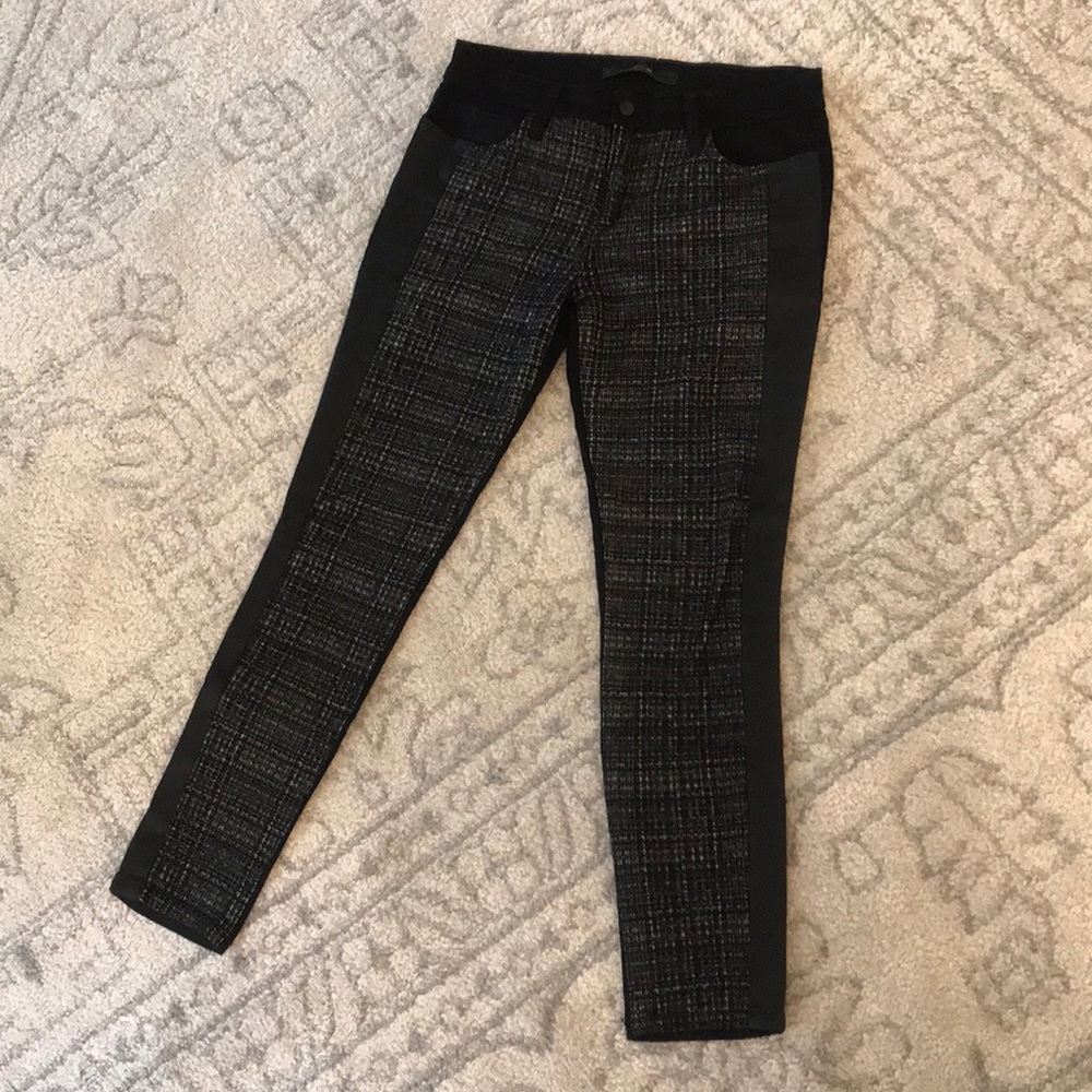 Joes Skinny Ankle Plaid Coated Paneled Ponte Jeans